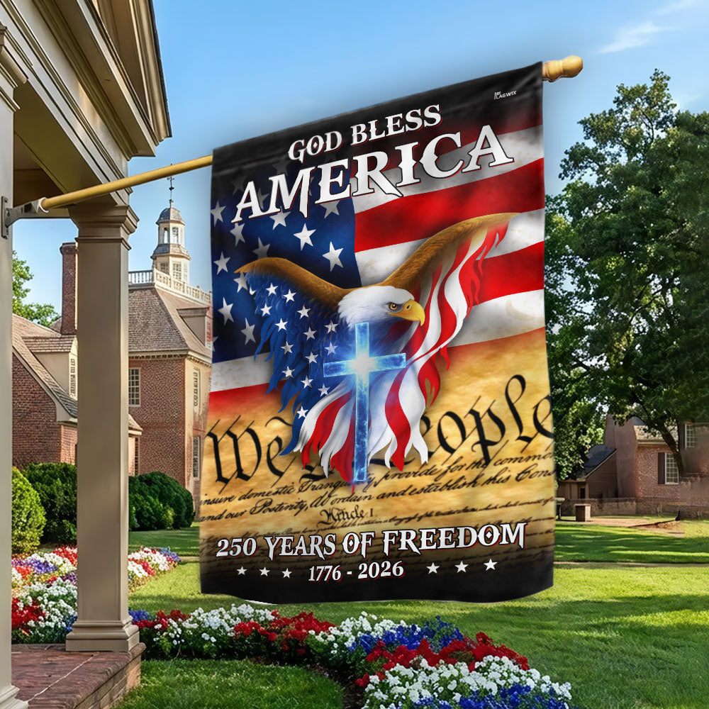Patriotic God Bless America Flag, 250 Years of Freedom We The People Flag