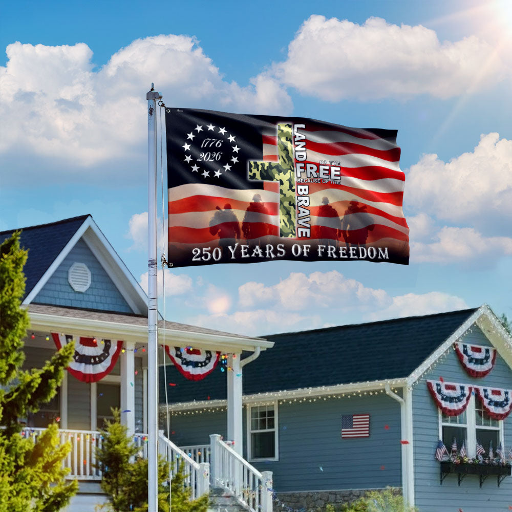 Betsy Ross 250 Years of Freedom, Land of Free Veterans Grommet Flag