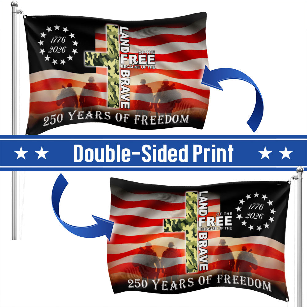Betsy Ross 250 Years of Freedom, Land of Free Veterans Grommet Flag