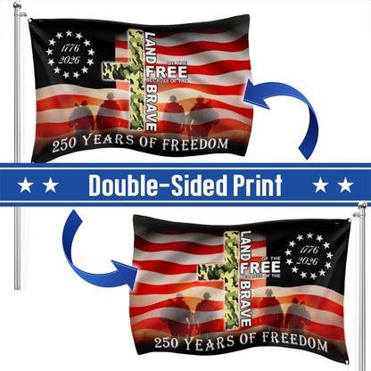 Betsy Ross 250 Years of Freedom, Land of Free Veterans Grommet Flag