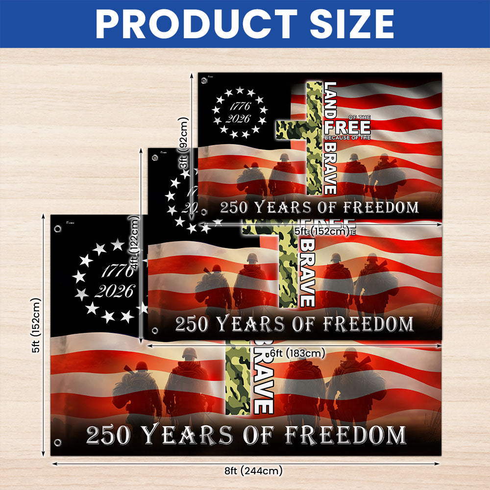 Betsy Ross 250 Years of Freedom, Land of Free Veterans Grommet Flag