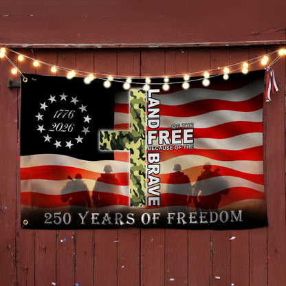 Betsy Ross 250 Years of Freedom, Land of Free Veterans Grommet Flag