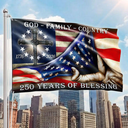 250 Years of Blessing Betsy Ross 1776 2026 Flag, God Patriotic Grommet Flag