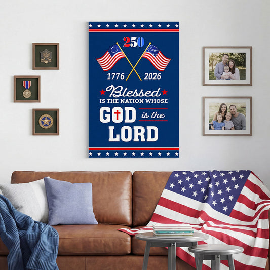 Patriotic 250 Years of Christian Canvas Wall Art with Painting American Flag