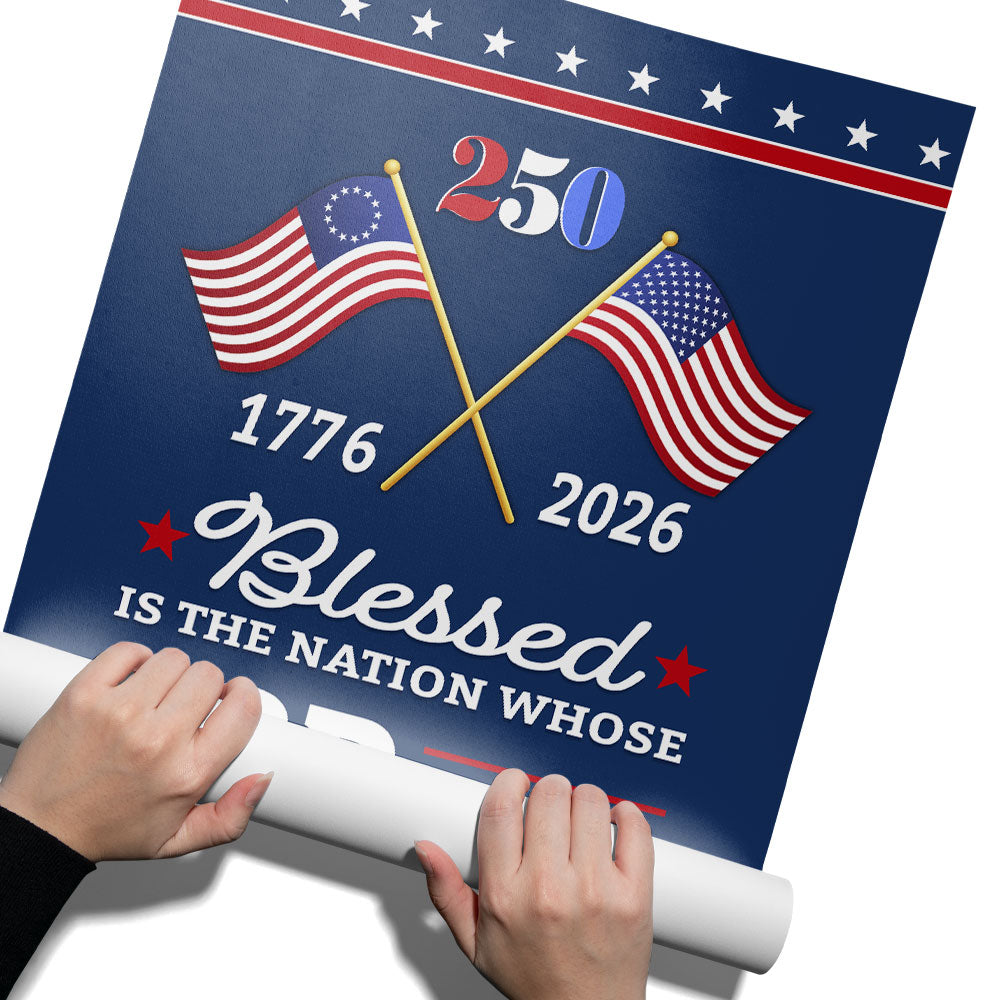 Patriotic 250 Years of Christian Canvas Wall Art with Painting American Flag