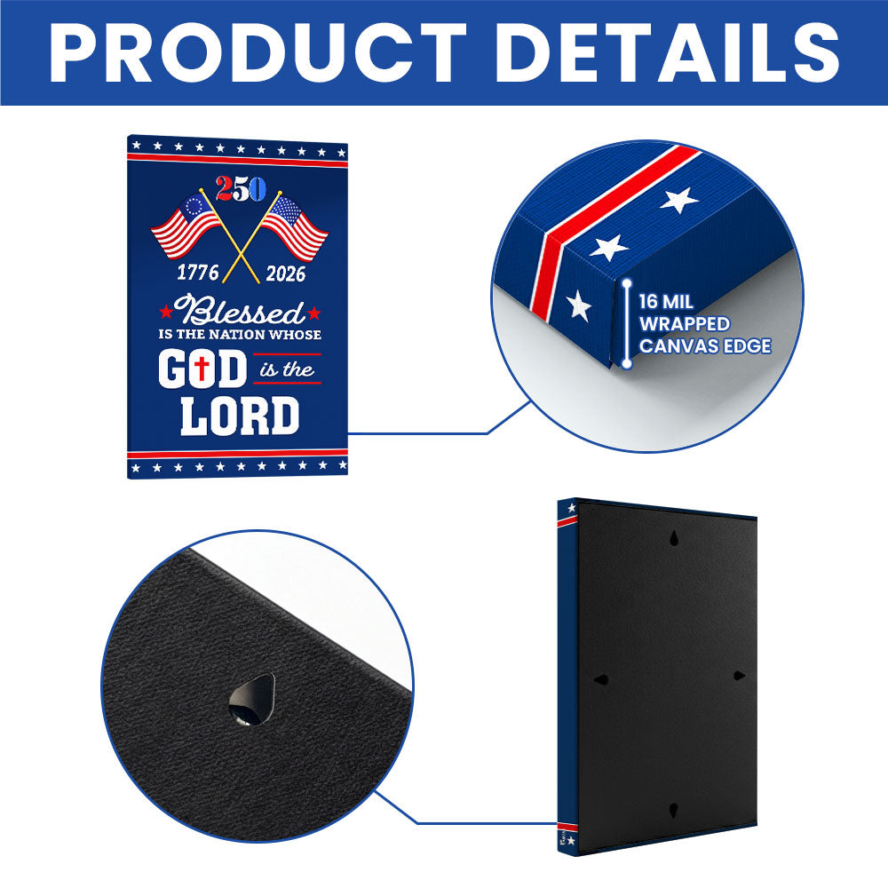 Patriotic 250 Years of Christian Canvas Wall Art with Painting American Flag