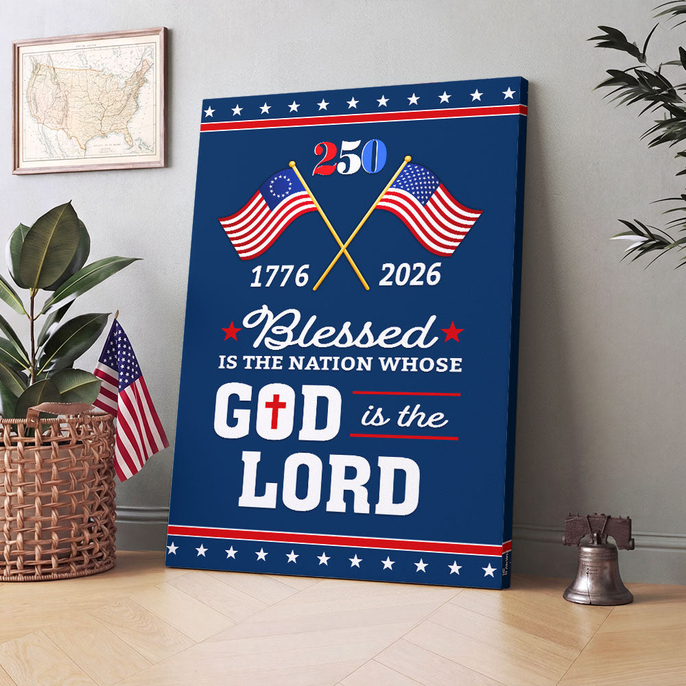 Patriotic 250 Years of Christian Canvas Wall Art with Painting American Flag