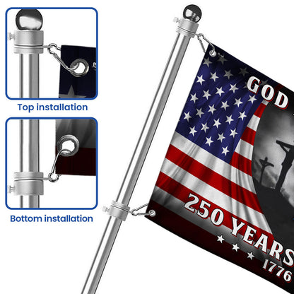 Patriotic Christian 250 Years of Freedom Flag,  God Bless America 1776 2026 Grommet Flag