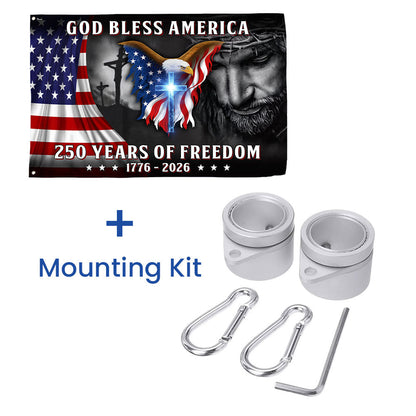 Patriotic Christian 250 Years of Freedom Flag,  God Bless America 1776 2026 Grommet Flag