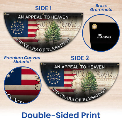 250 Years of Blessings Christian Fan Flag, Appeal To Heaven Patriotic 1776 2026 American Flag Decor