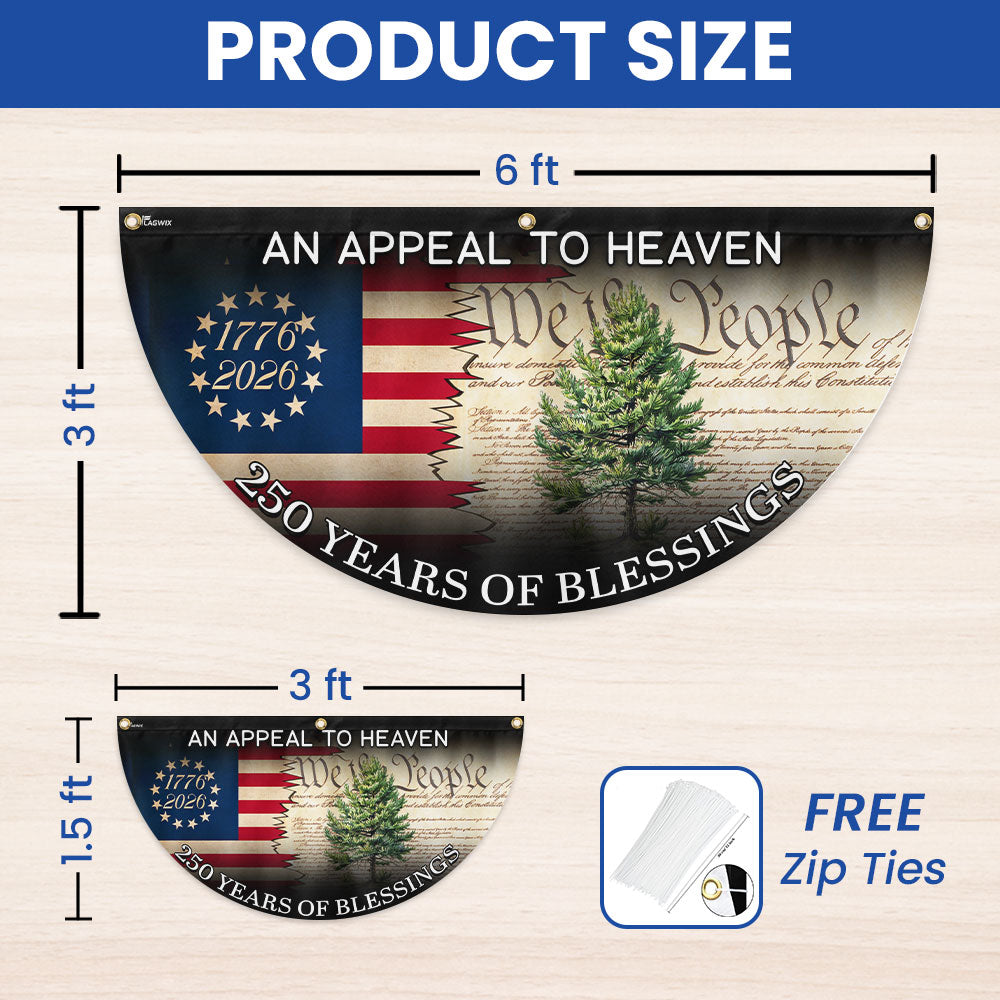 250 Years of Blessings Christian Fan Flag, Appeal To Heaven Patriotic 1776 2026 American Flag Decor