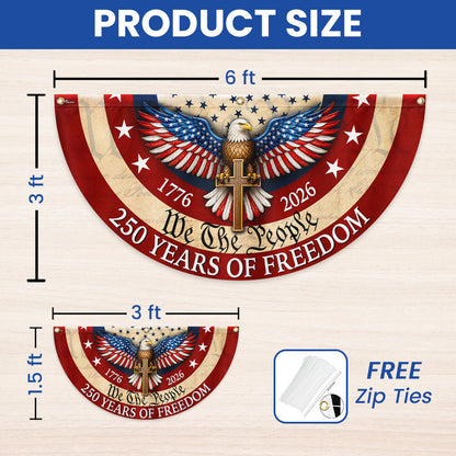 Patriotic Christian American Fan Flag, 250 Years of Freedom Eagle Cros 1776 2026 Flag Decor