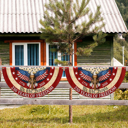 Patriotic Christian American Fan Flag, 250 Years of Freedom Eagle Cros 1776 2026 Flag Decor