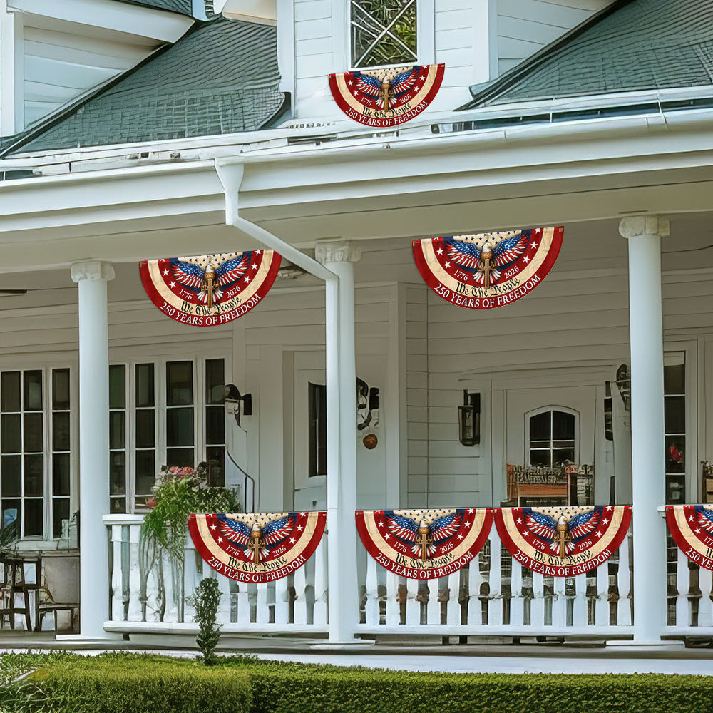 Patriotic Christian American Fan Flag, 250 Years of Freedom Eagle Cros 1776 2026 Flag Decor
