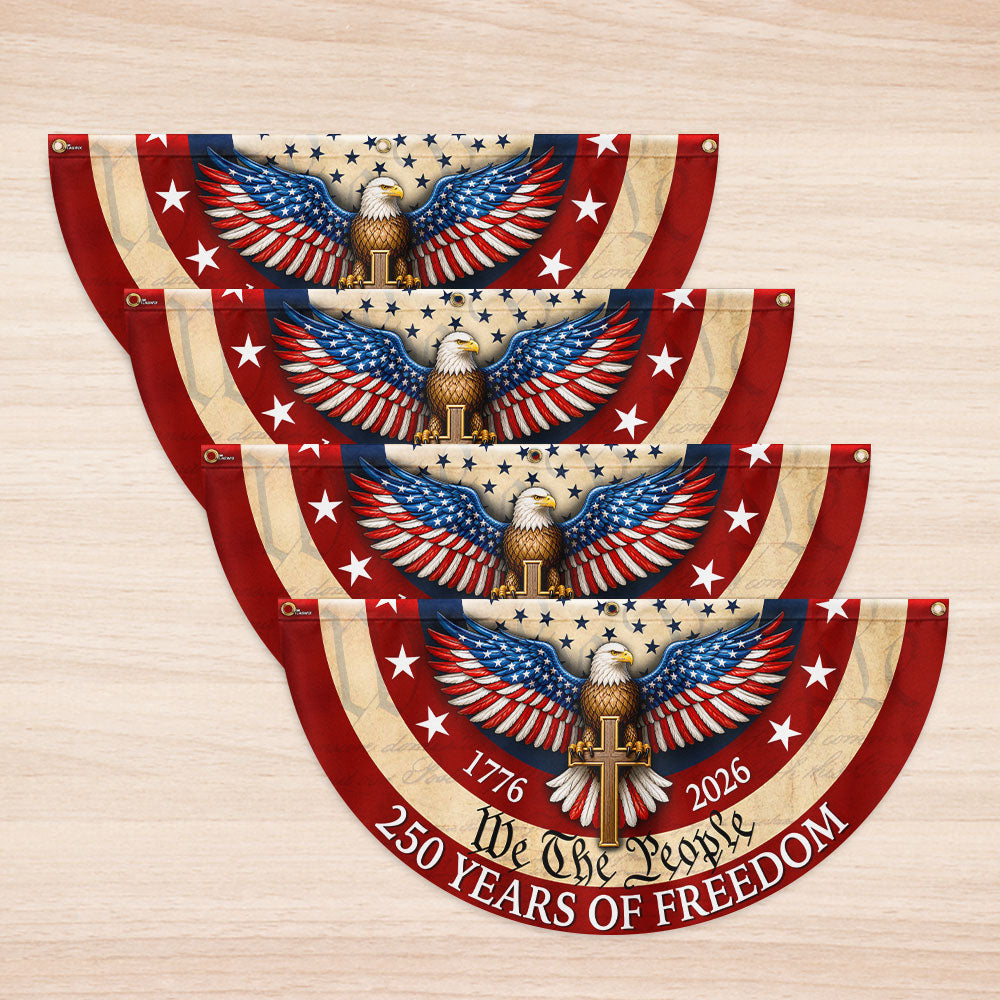 Patriotic Christian American Fan Flag, 250 Years of Freedom Eagle Cros 1776 2026 Flag Decor