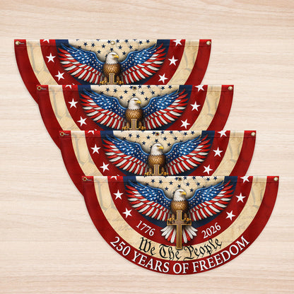Patriotic Christian American Fan Flag, 250 Years of Freedom Eagle Cros 1776 2026 Flag Decor