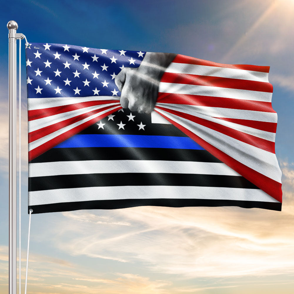 Patriotic Police The Thin Blue Line American Flag