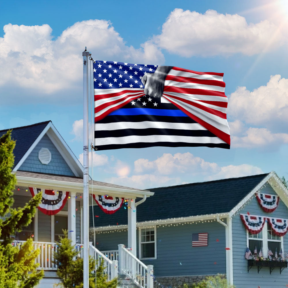 Patriotic Police The Thin Blue Line American Flag