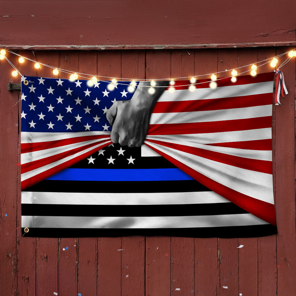 Patriotic Police The Thin Blue Line American Flag