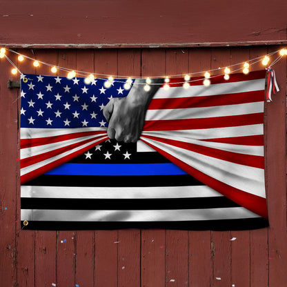 Patriotic Police The Thin Blue Line American Flag