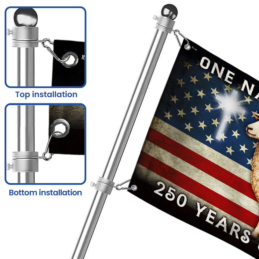 One Nation Under God Sheep Flag, 250 Years of Blessings American Christian Grommet Flag