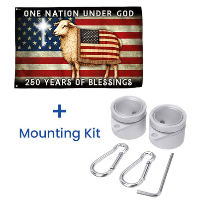 One Nation Under God Sheep Flag, 250 Years of Blessings American Christian Grommet Flag