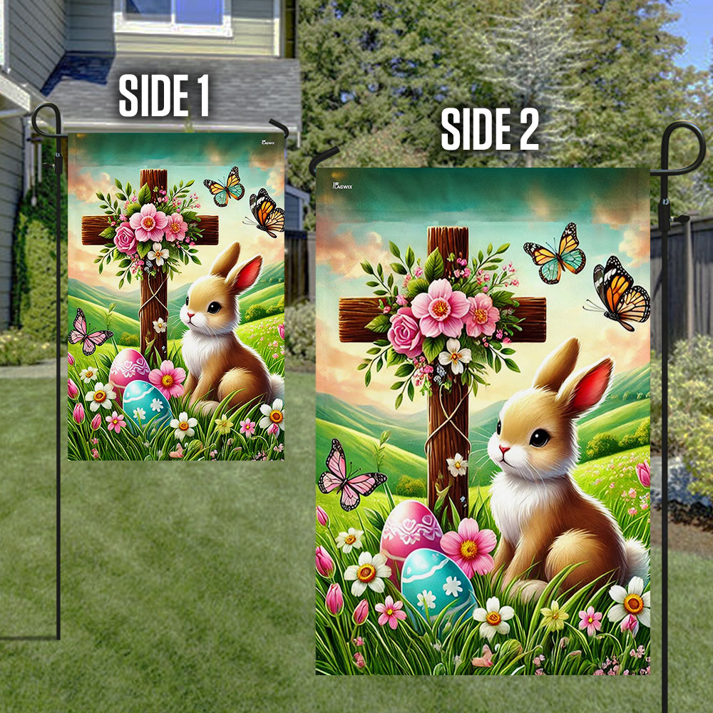 Easter Rabbit Bunny Christian Cross Happy Easter Flag