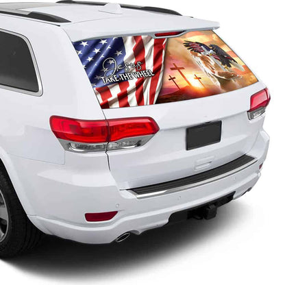 Jesus Take The Wheel Eagle Rear Window Decal