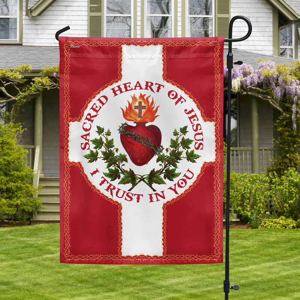 Sacred Heart Of Jesus I Trust In You Christian Catholic Flag 3-Day Shipping
