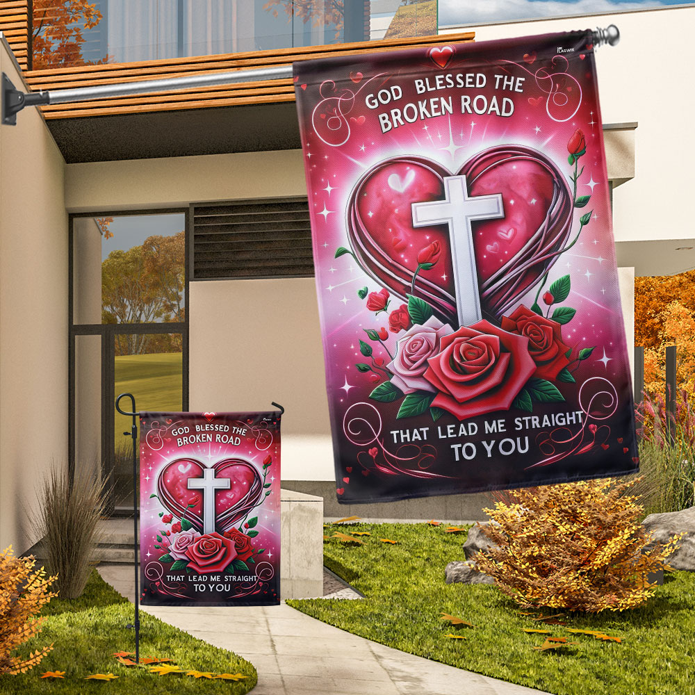 God Blessed Us, Christian Heart Valentine Flag