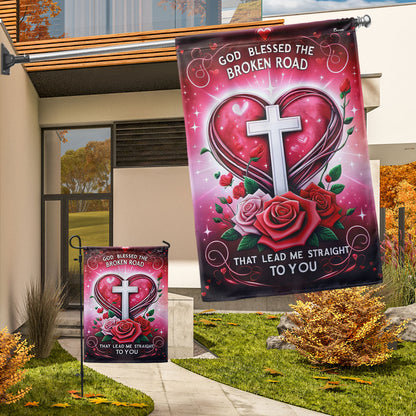 God Blessed Us, Christian Heart Valentine Flag