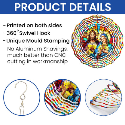 Sacred Heart of Jesus &amp; Immaculate Heart of Mary Wind Spinner 3-Day Shipping