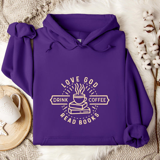 Love God Drink Coffee Read Books Hoodie