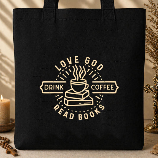 Love God Drink Coffee Read Books Tote Bag