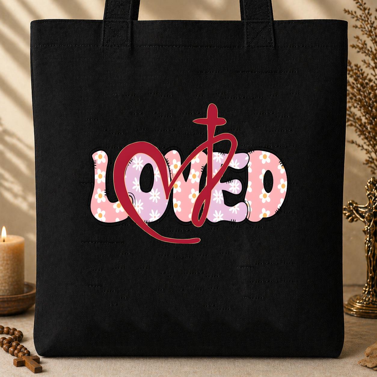 Loved Floral Cross Tote Bag