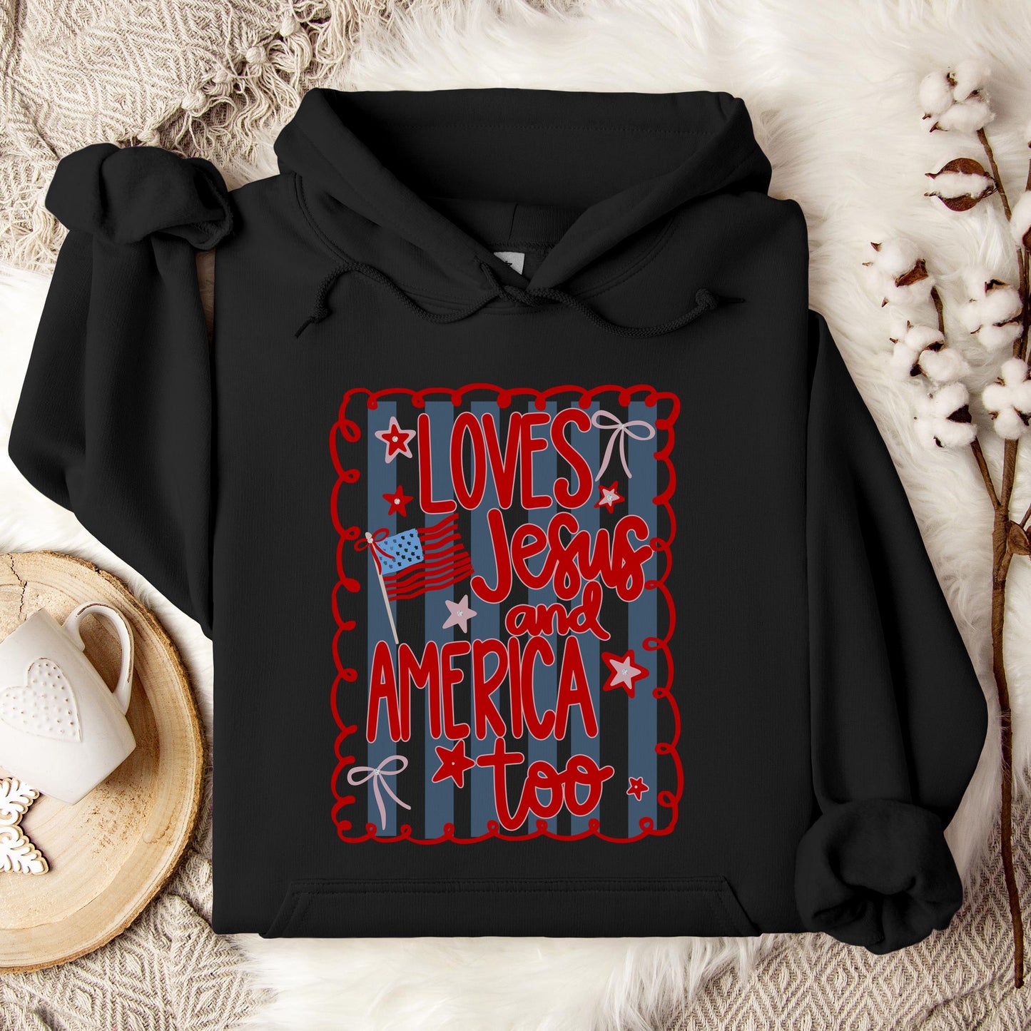 Loves Jesus And America Too 3 Hoodie