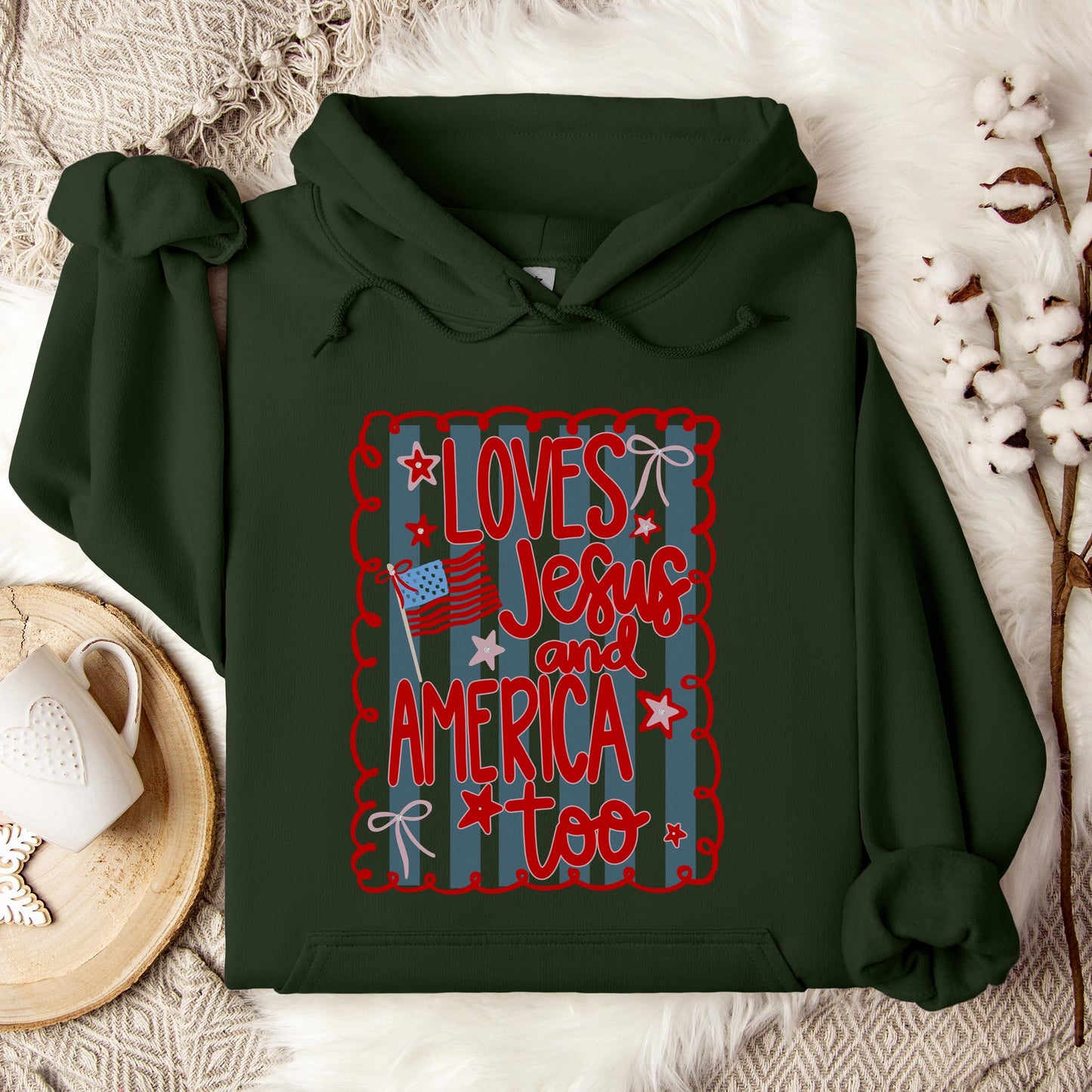 Loves Jesus And America Too 3 Hoodie