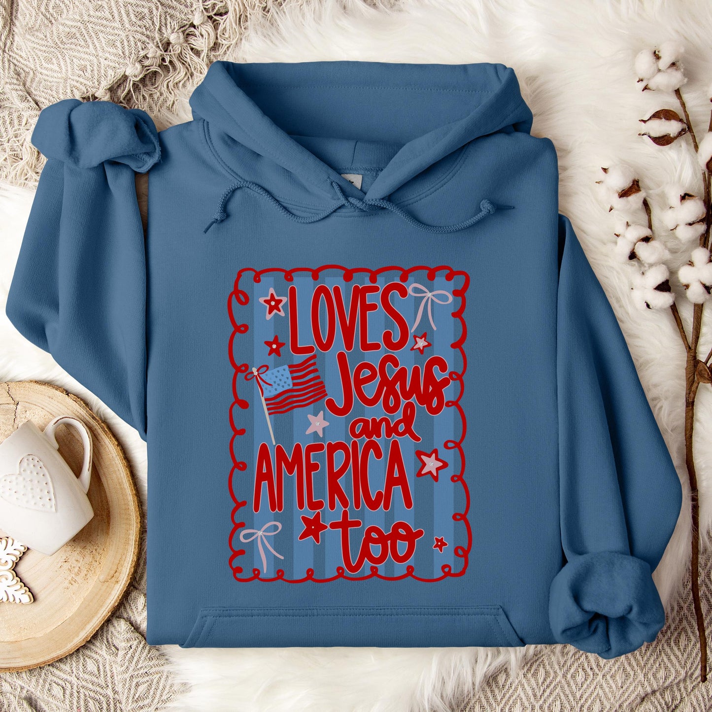 Loves Jesus And America Too 3 Hoodie