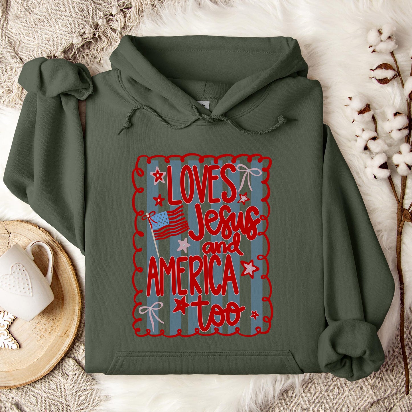 Loves Jesus And America Too 3 Hoodie