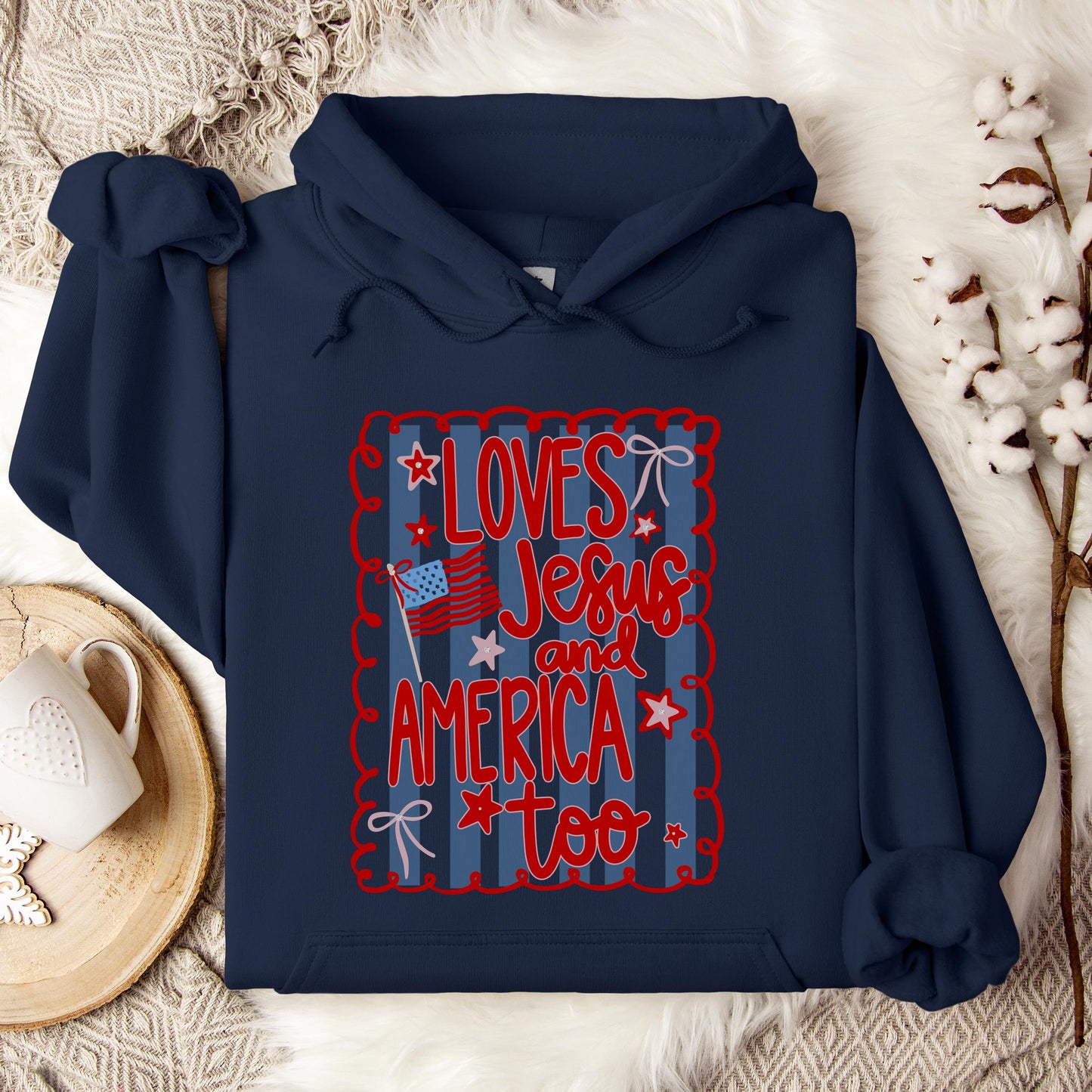 Loves Jesus And America Too 3 Hoodie