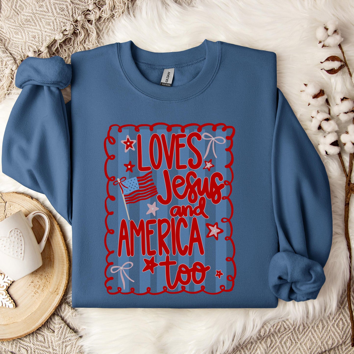 Loves Jesus And America Too 3 Sweatshirt