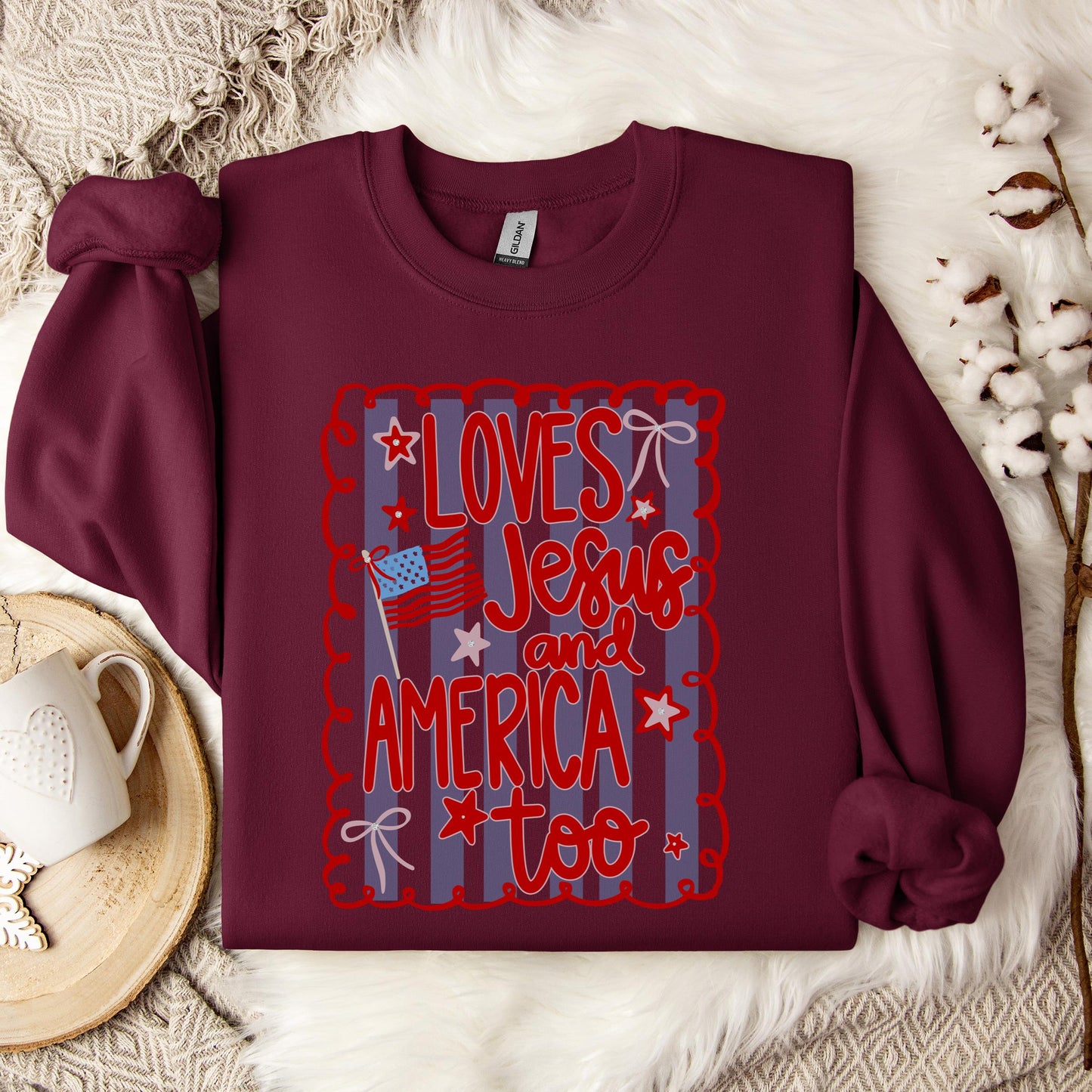 Loves Jesus And America Too 3 Sweatshirt
