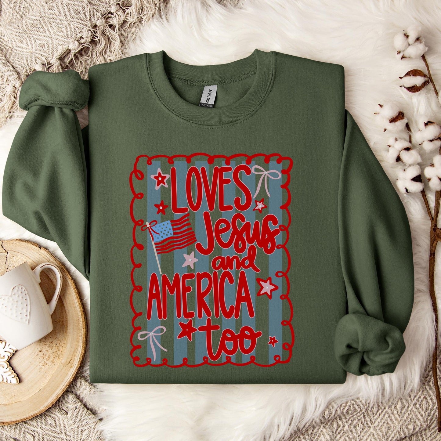 Loves Jesus And America Too 3 Sweatshirt