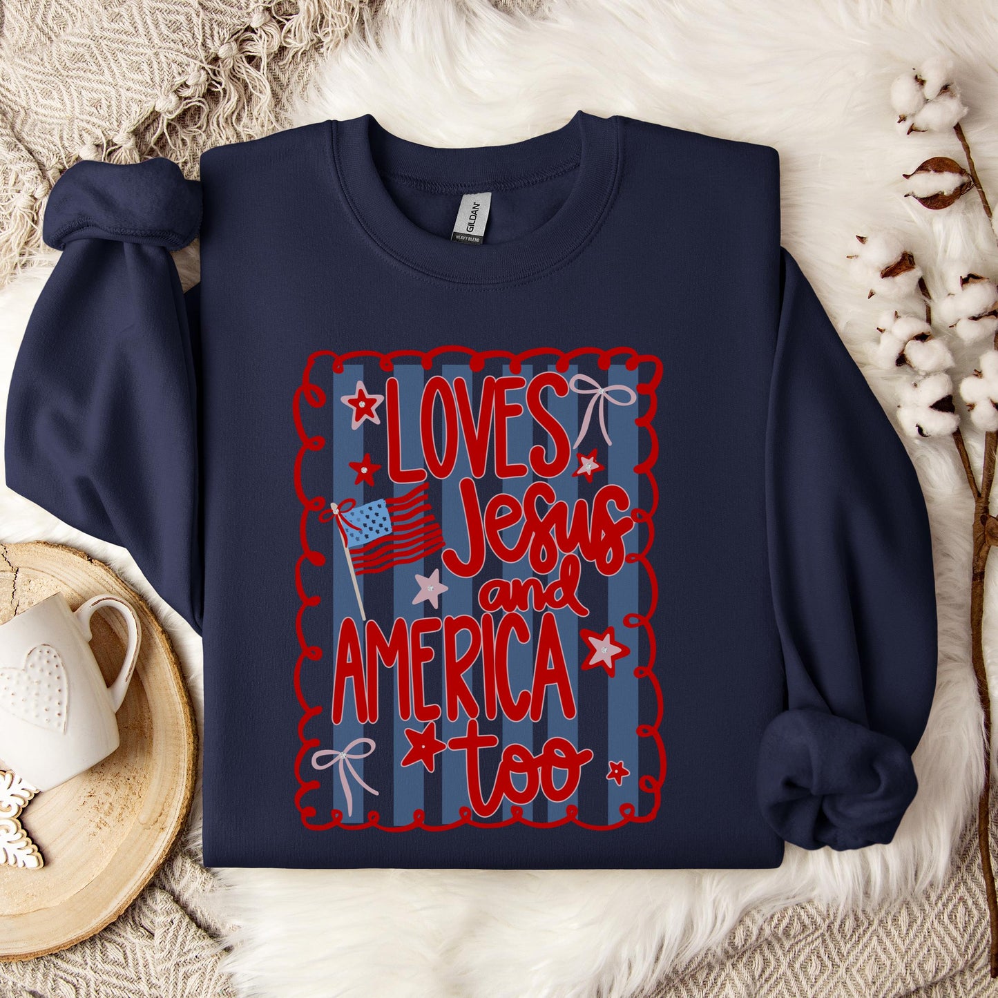 Loves Jesus And America Too 3 Sweatshirt