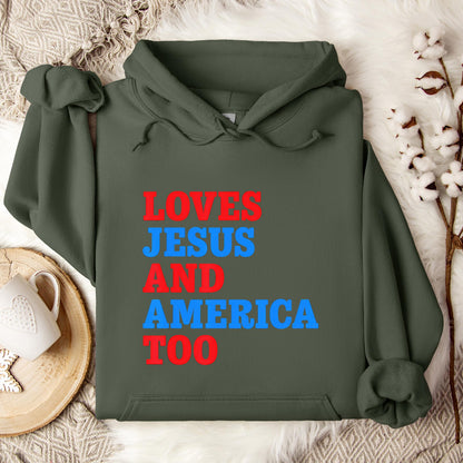 Loves Jesus and America Too 2 Hoodie