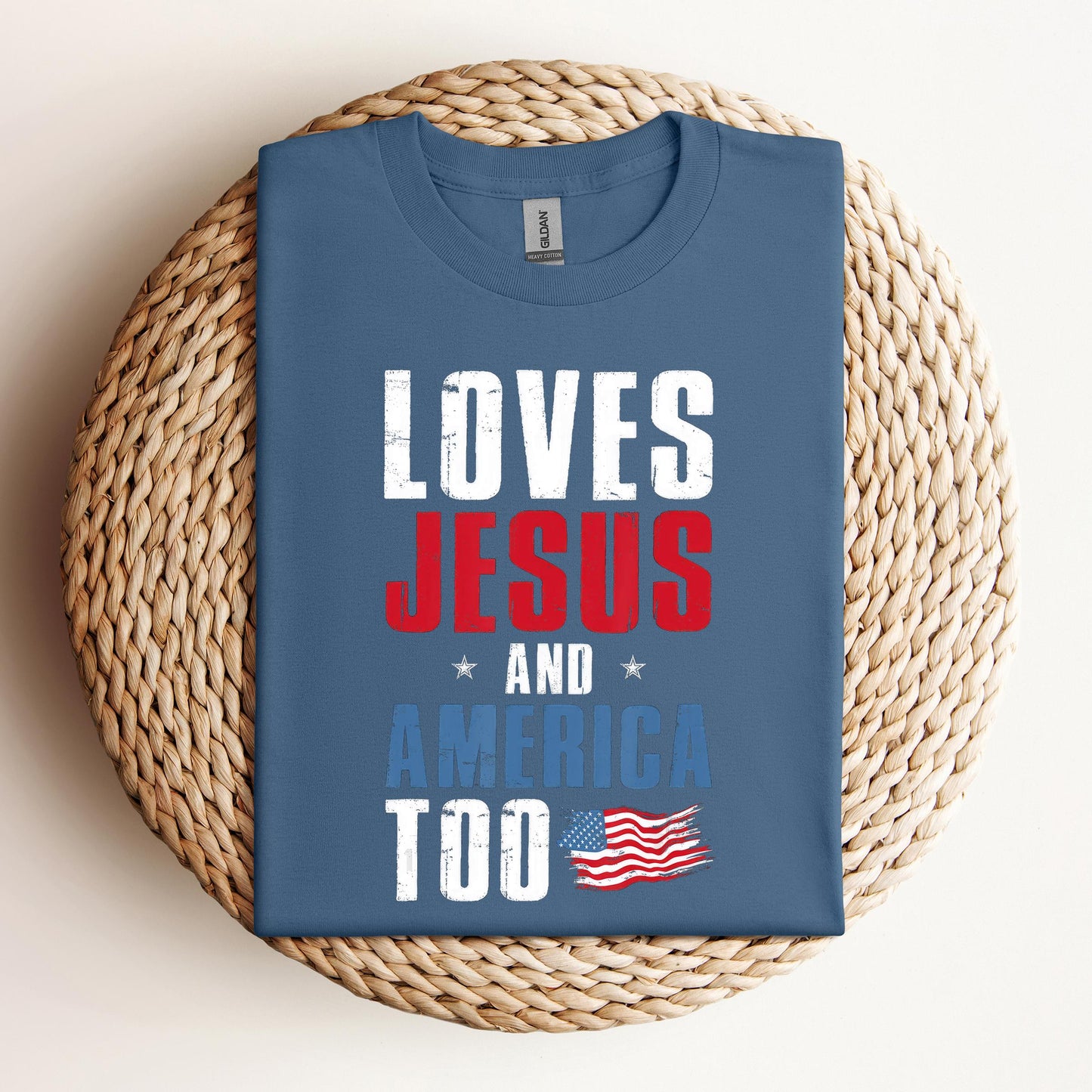 Loves Jesus and America Too 4th Of July Patriotic 1