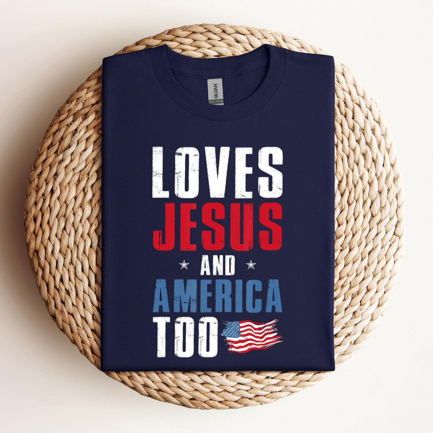 Loves Jesus and America Too 4th Of July Patriotic 1