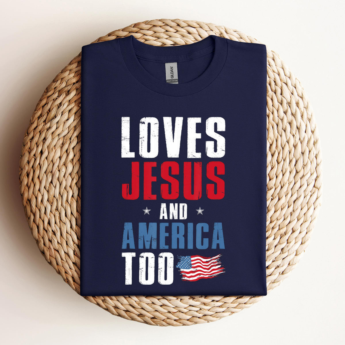 Loves Jesus and America Too 4th Of July Patriotic 1