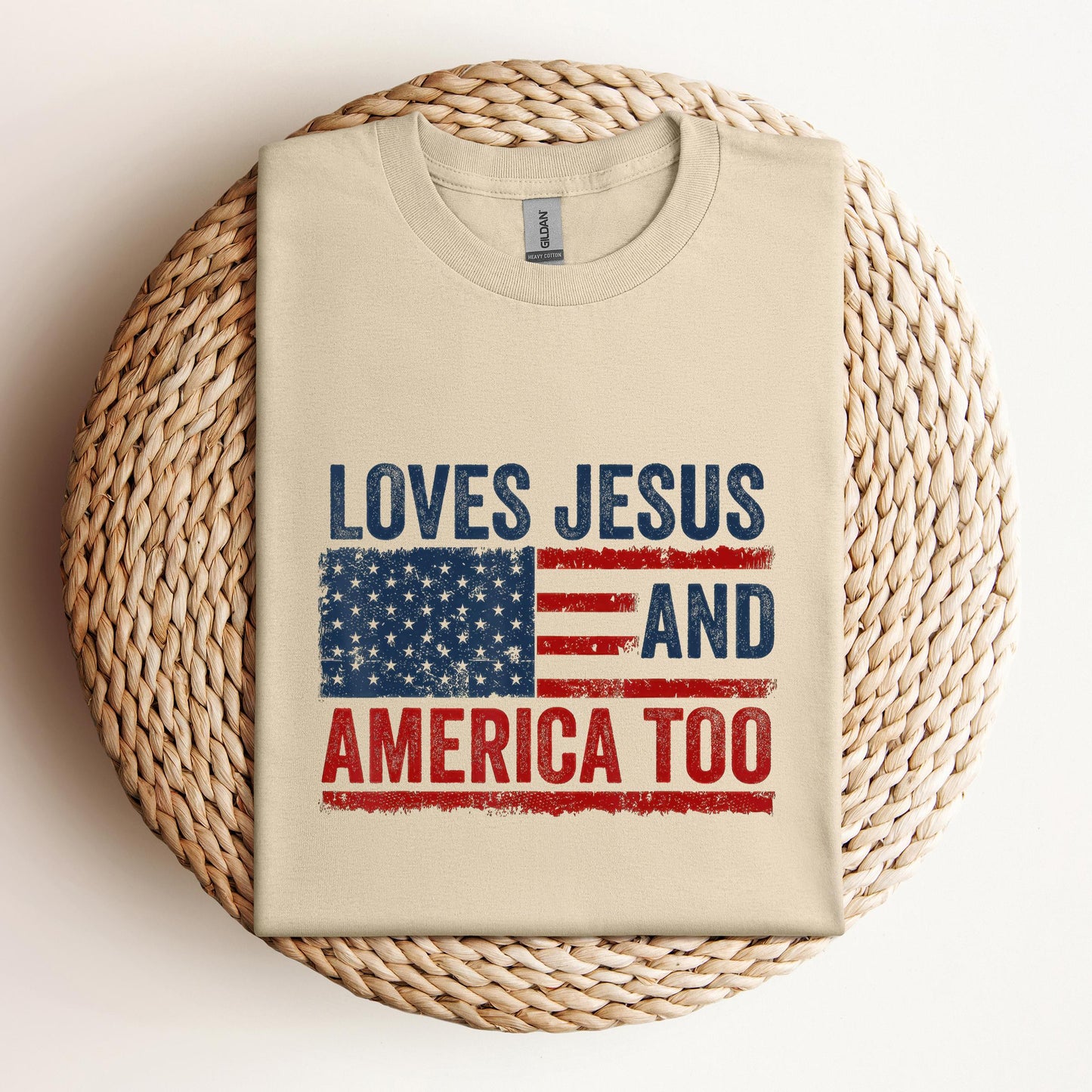Loves Jesus and America Too God Christian 4th of July 3