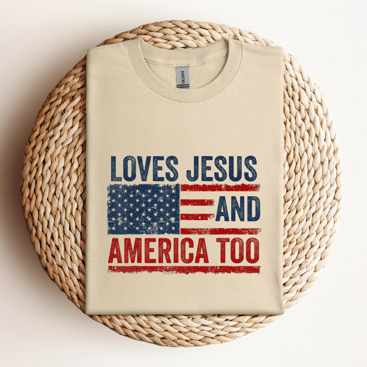 Loves Jesus and America Too God Christian 4th of July 3